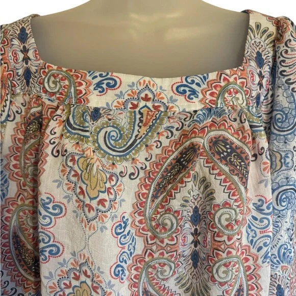 Zac & Rachel Multicolor Paisley Square-Neck Blouse - Picture 2 of 7